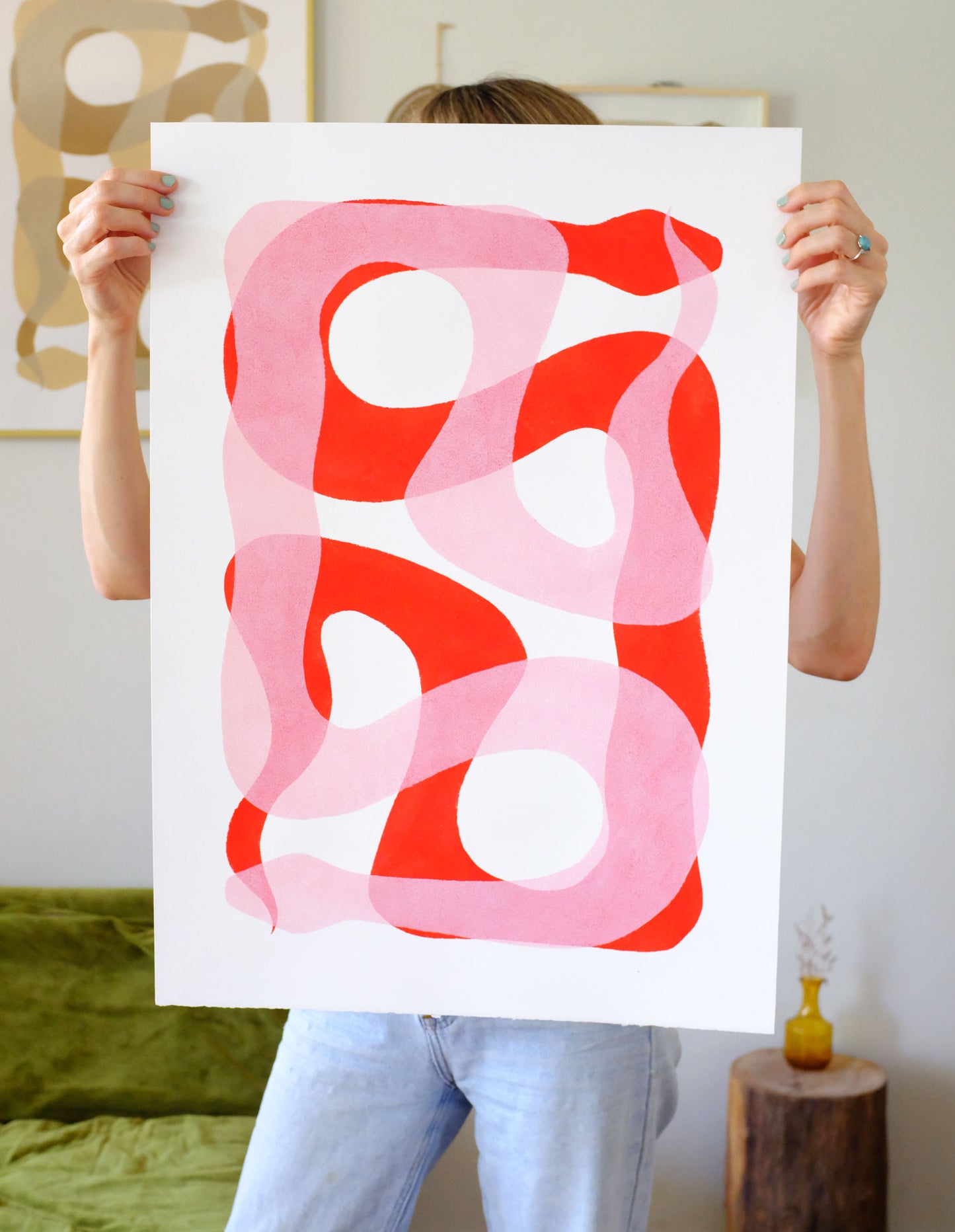 Eurhythmic Serpents in Blushing Ruby - 50 x 70cm